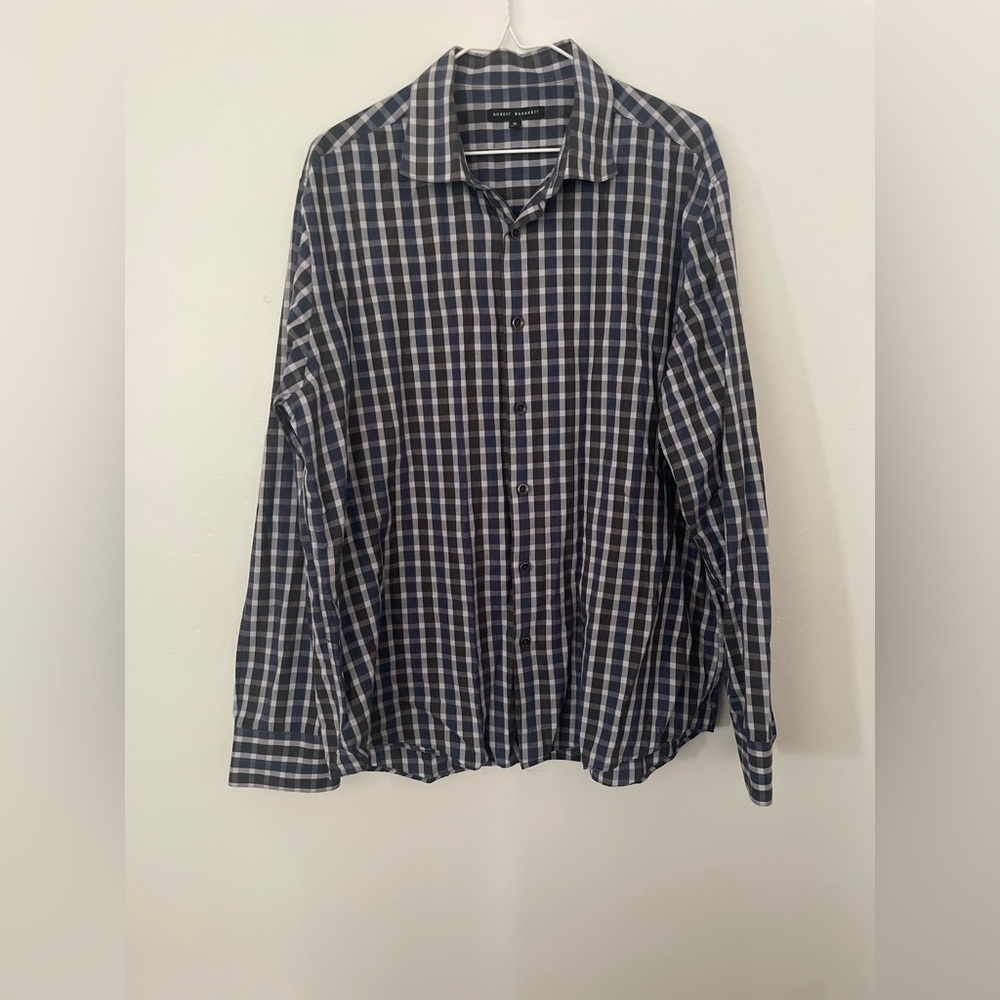 Robert Barakett Long Sleeve Men’s Button Up Plaid XL - Blue & Green